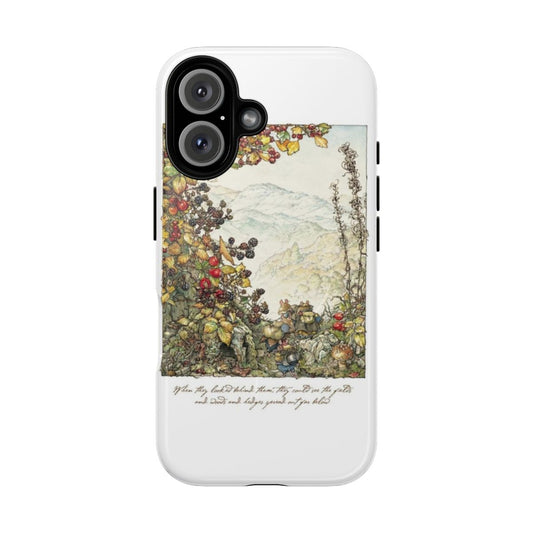 Magnetic tough phone case featuring illustration of the British countryside