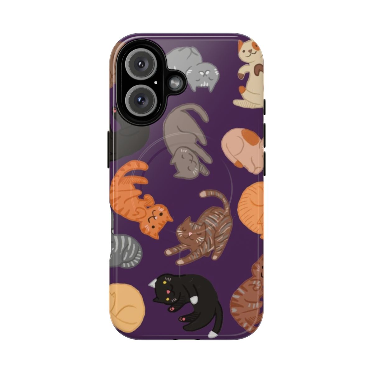 Illustration of playful cats on a durable phone case