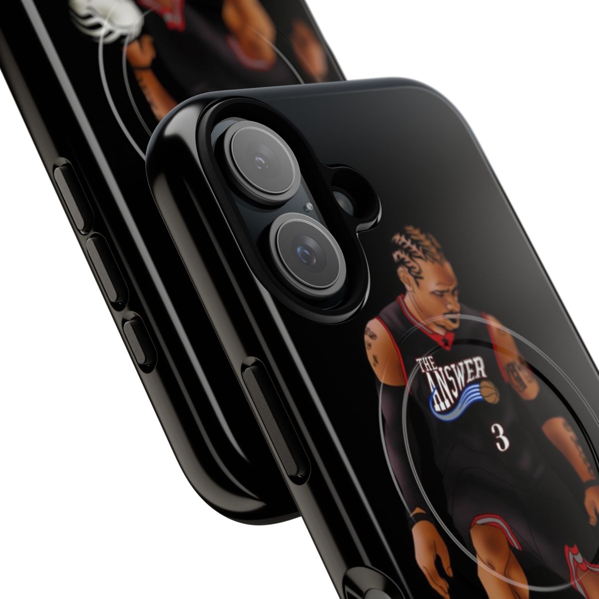 Cartoon basketball phone case featuring Allen Iverson's iconic crossover move - Detail