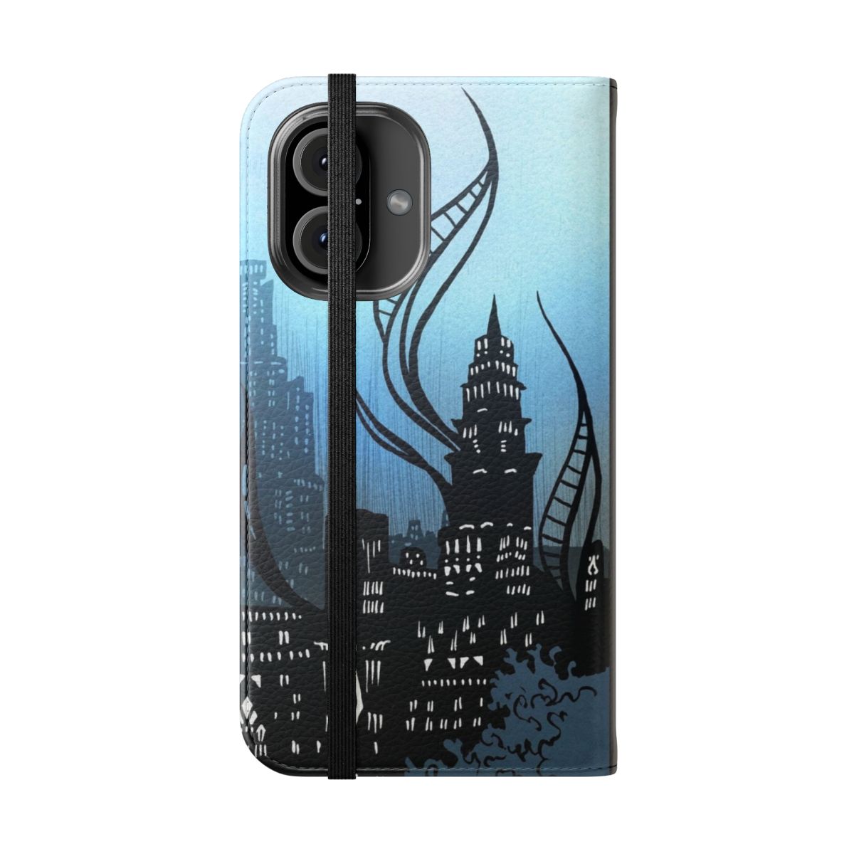 Amaurot-inspired flip cover phone case featuring artwork from Final Fantasy XIV: Shadowbringers - Folded Front