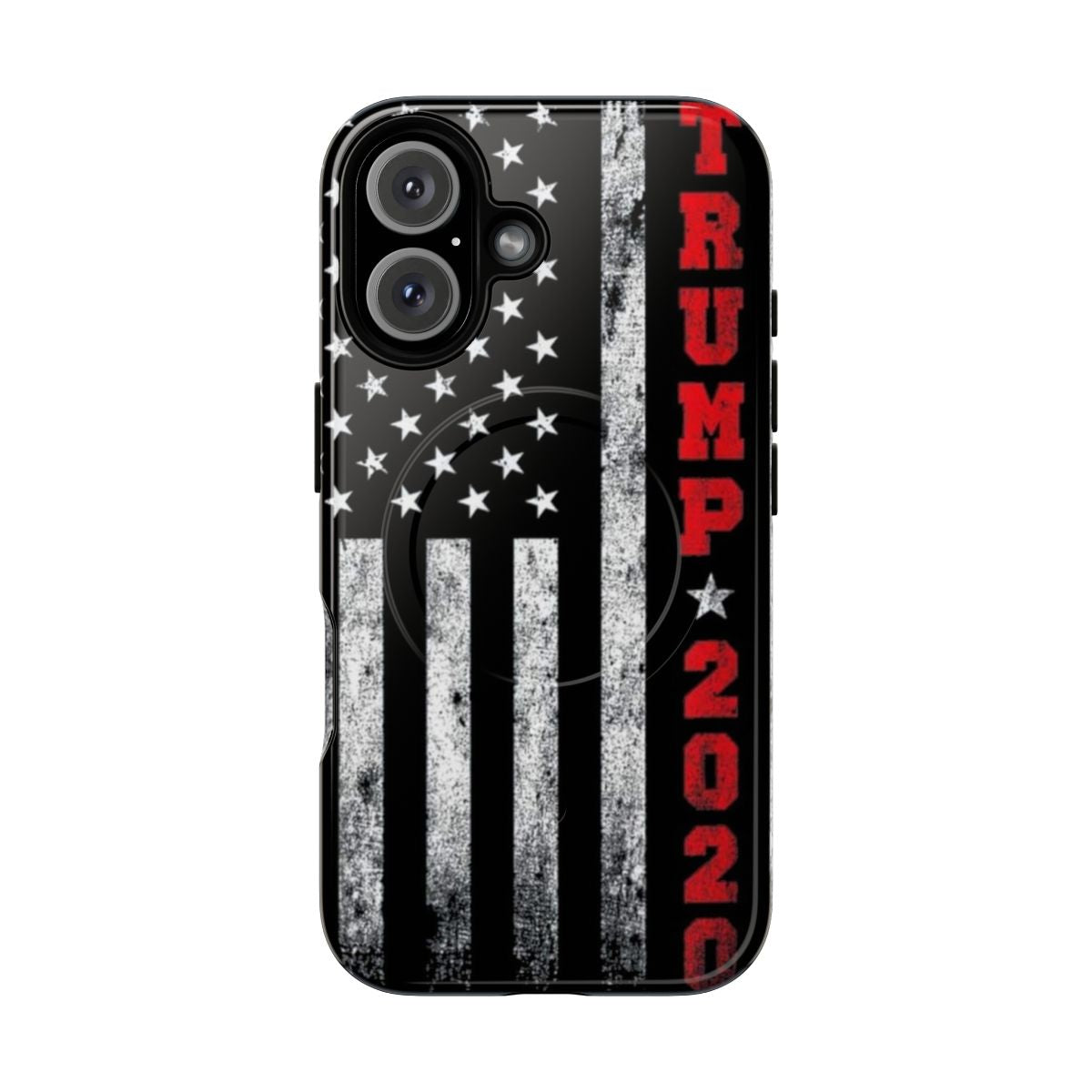 Vintage style magnetic phone case with American flag and Trump 2020 design