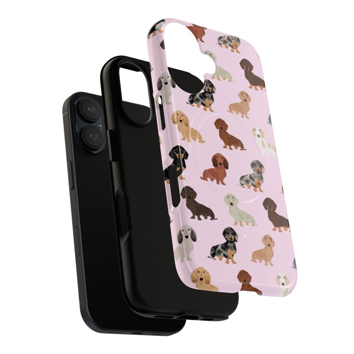 Dachshund dog breed phone case with a colorful pet portrait pattern design - Layers