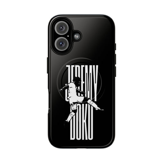 Magnetic tough phone case with Jeremy Doku football design