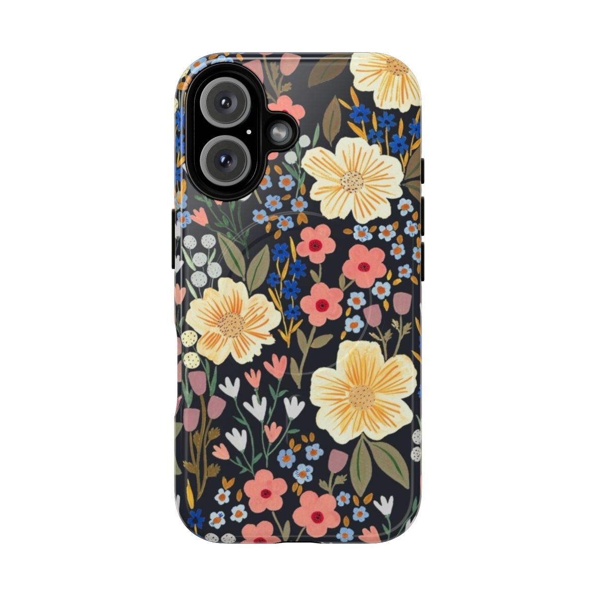 Vibrant floral pattern design on a durable phone case