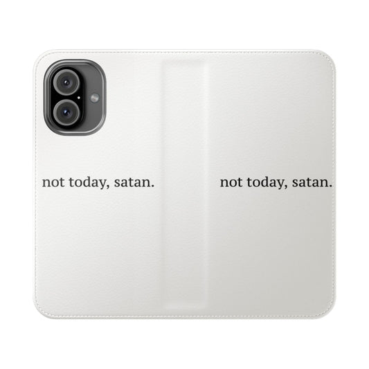 Sarcastic "Not Today, Satan" Graphic Flip Phone Case