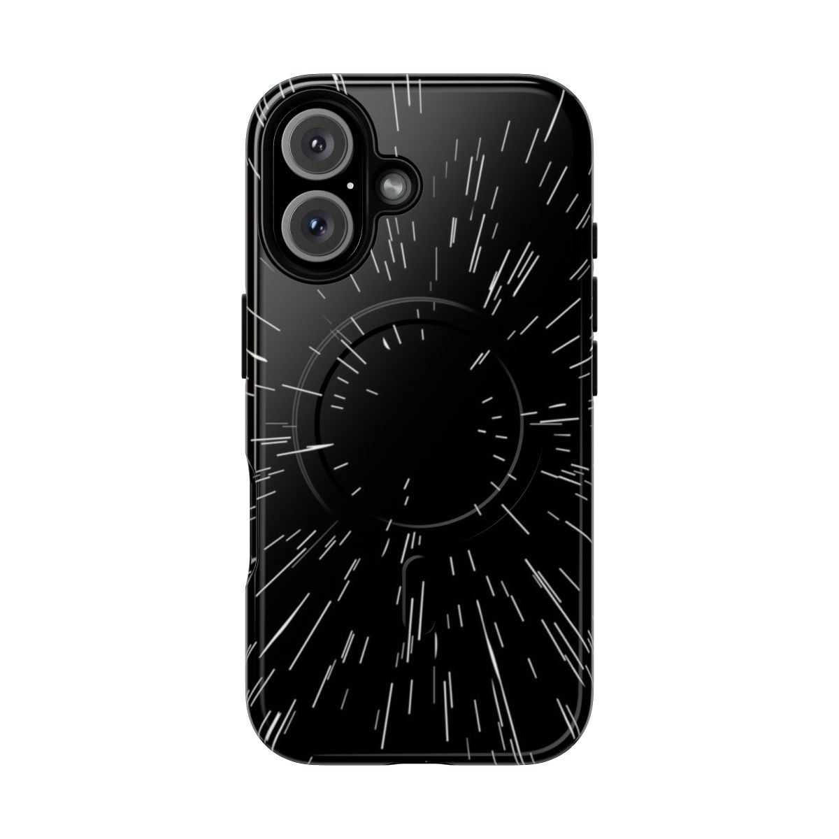 Sleek and stylish phone case with a futuristic space-inspired design.