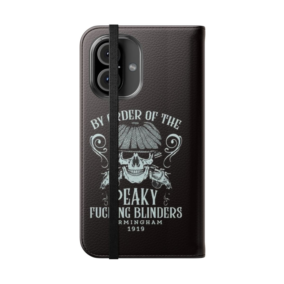 Peaky Blinders-inspired flip phone case with Shelby Company logo - Folded Front