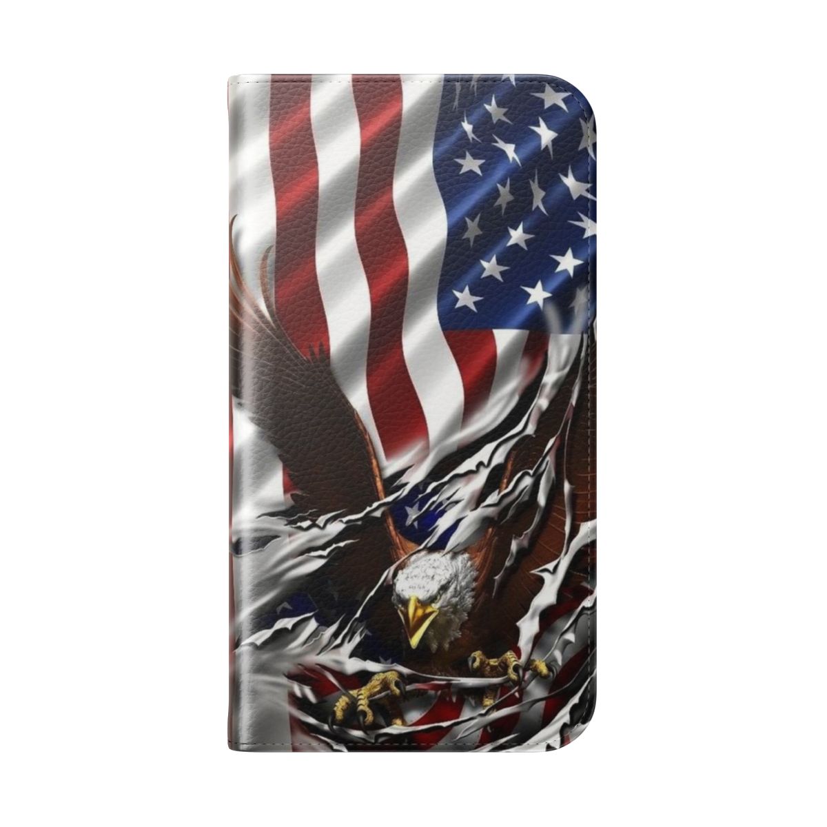 Patriotic phone case with American flag and eagle design - Folded Back