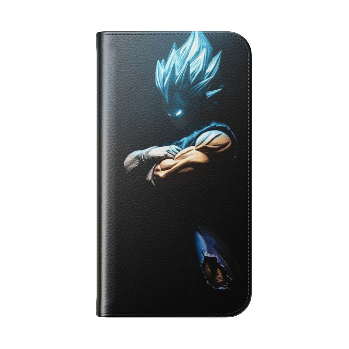 Dark-colored phone case featuring characters from the Dragon Ball Super anime series - Folded Back