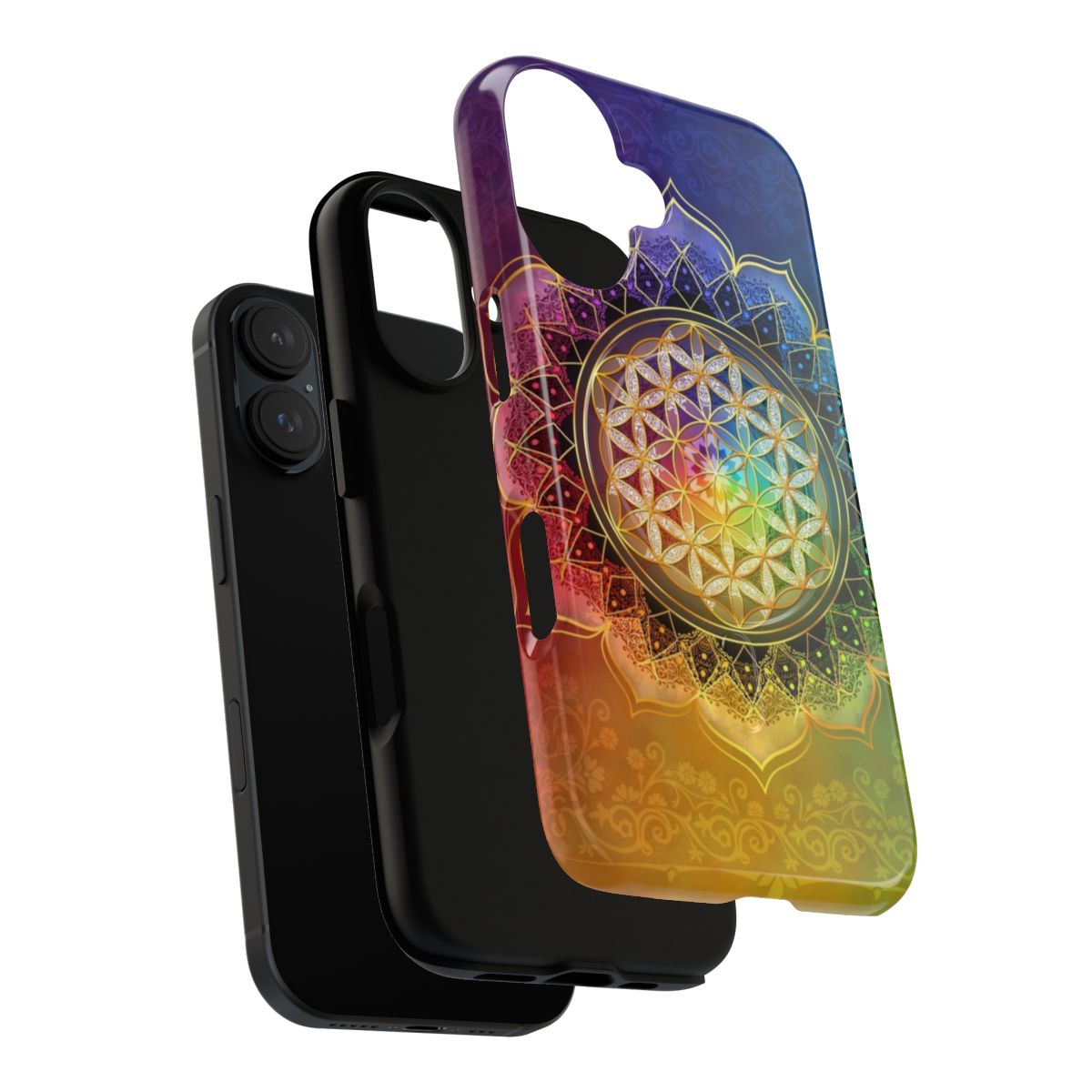 Colorful sacred geometry flower of life lotus mandala phone case design - Layers