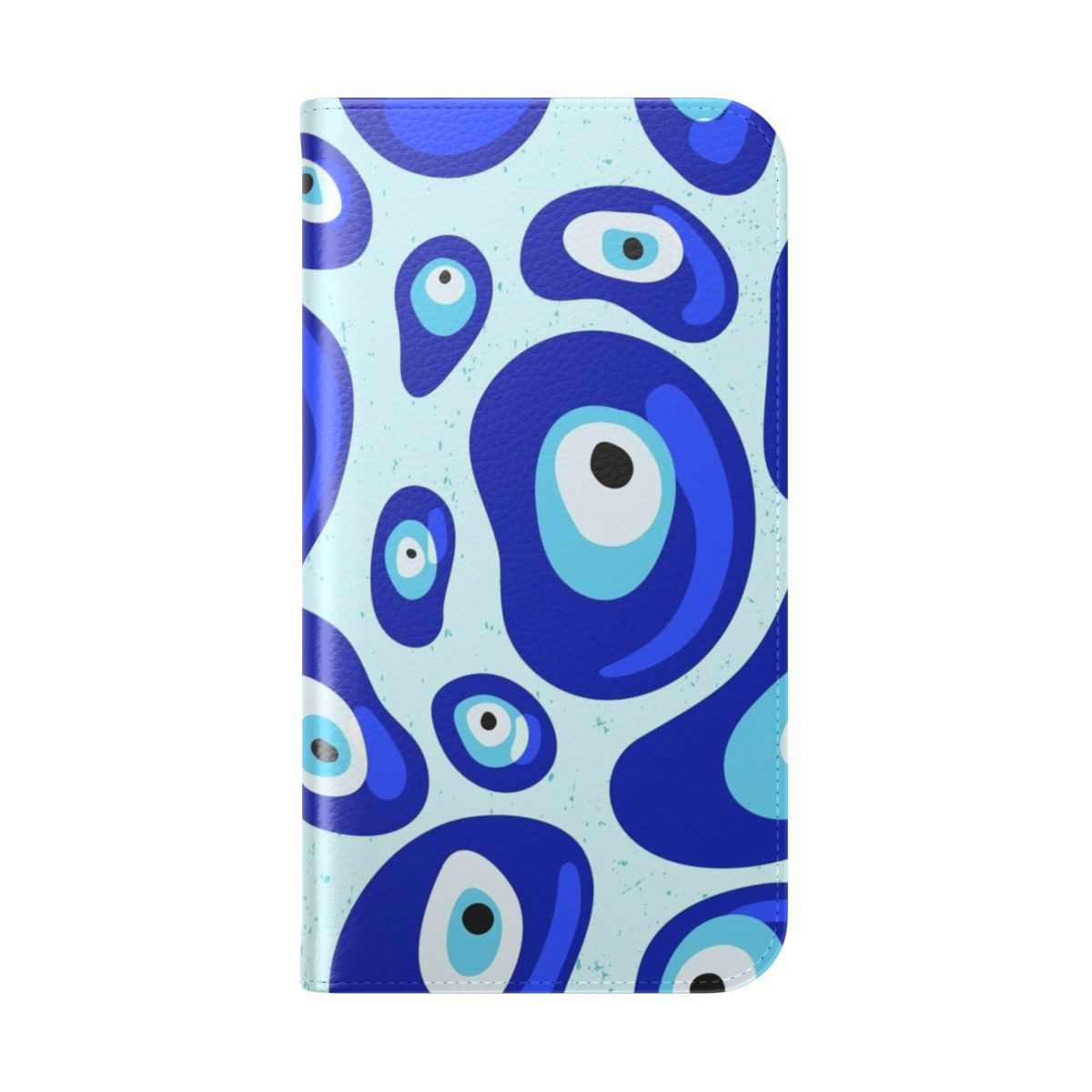 Blue evil eye patterned phone case with protective design - Folded Back