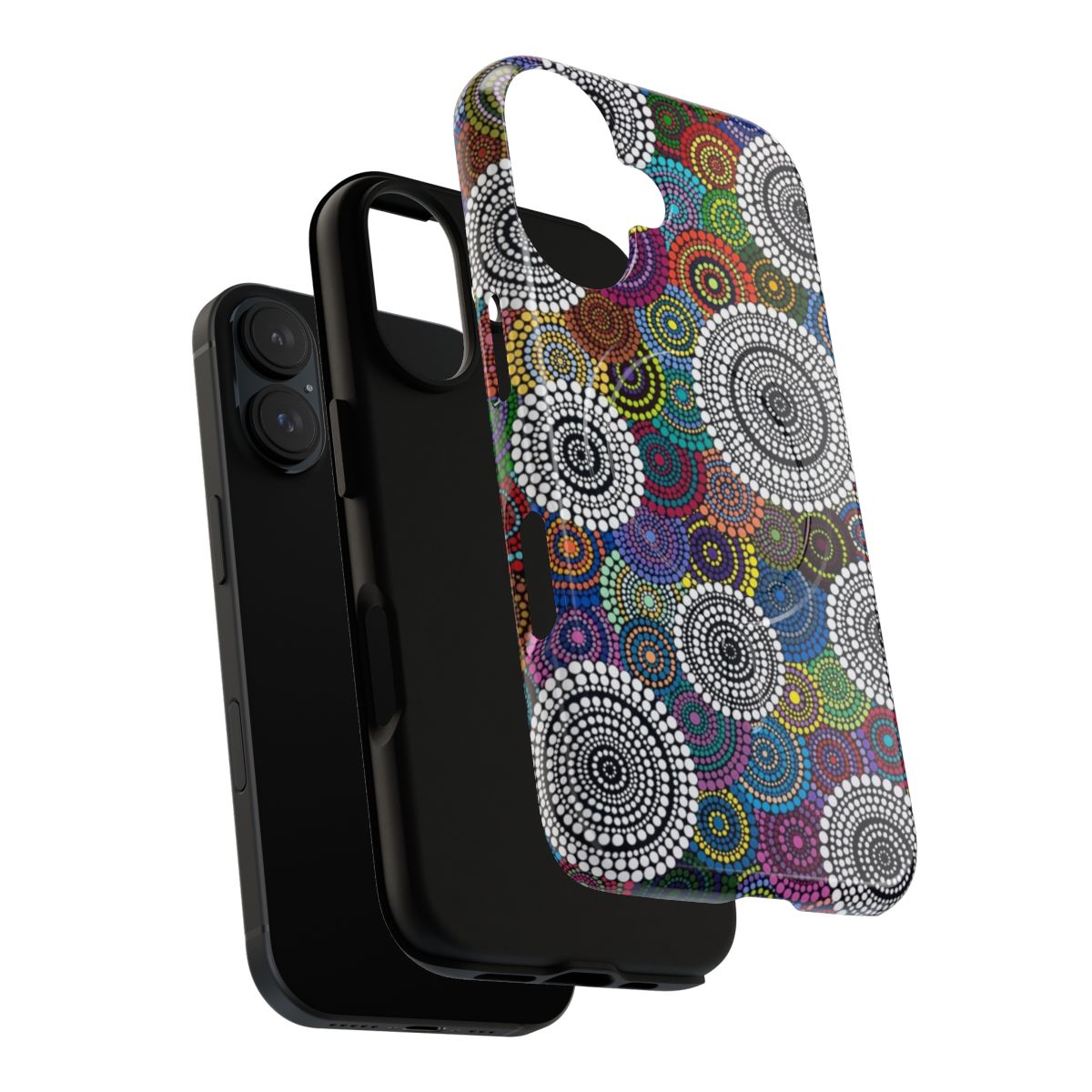 One Mob inspired magnetic tough phone case with contemporary aboriginal art design - Layers