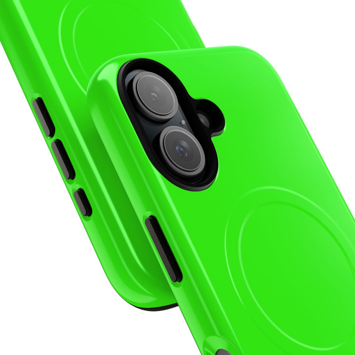 Neon green phone case with sleek, minimalist design - Detail