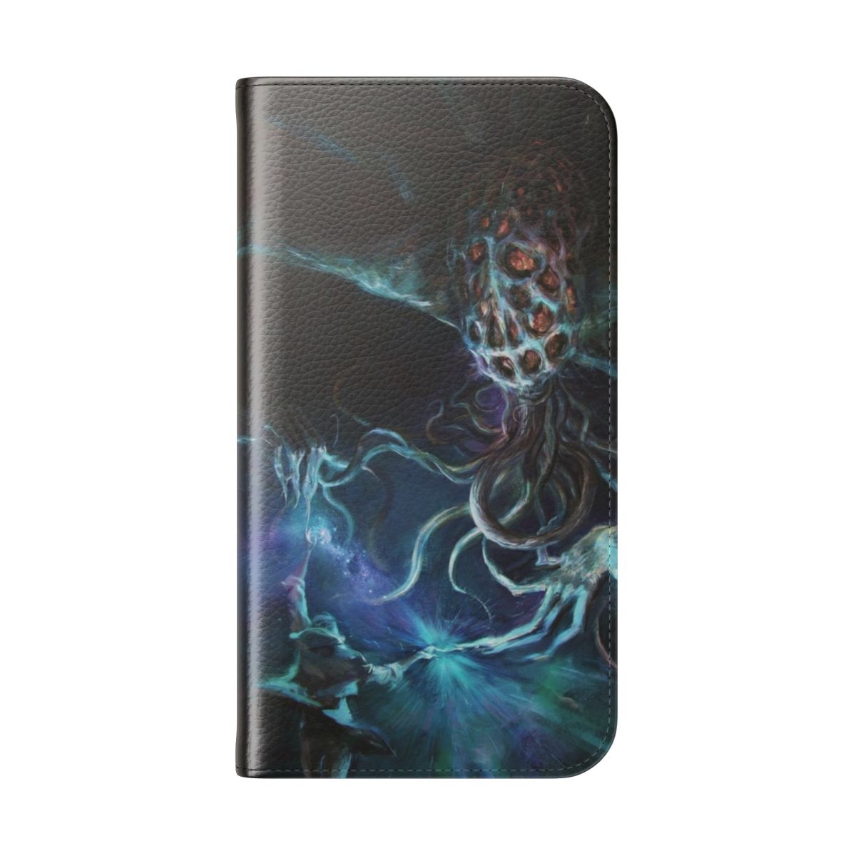 Cosmic monster sci-fi flip cover phone case with tentacles and psychedelic design - Folded Back