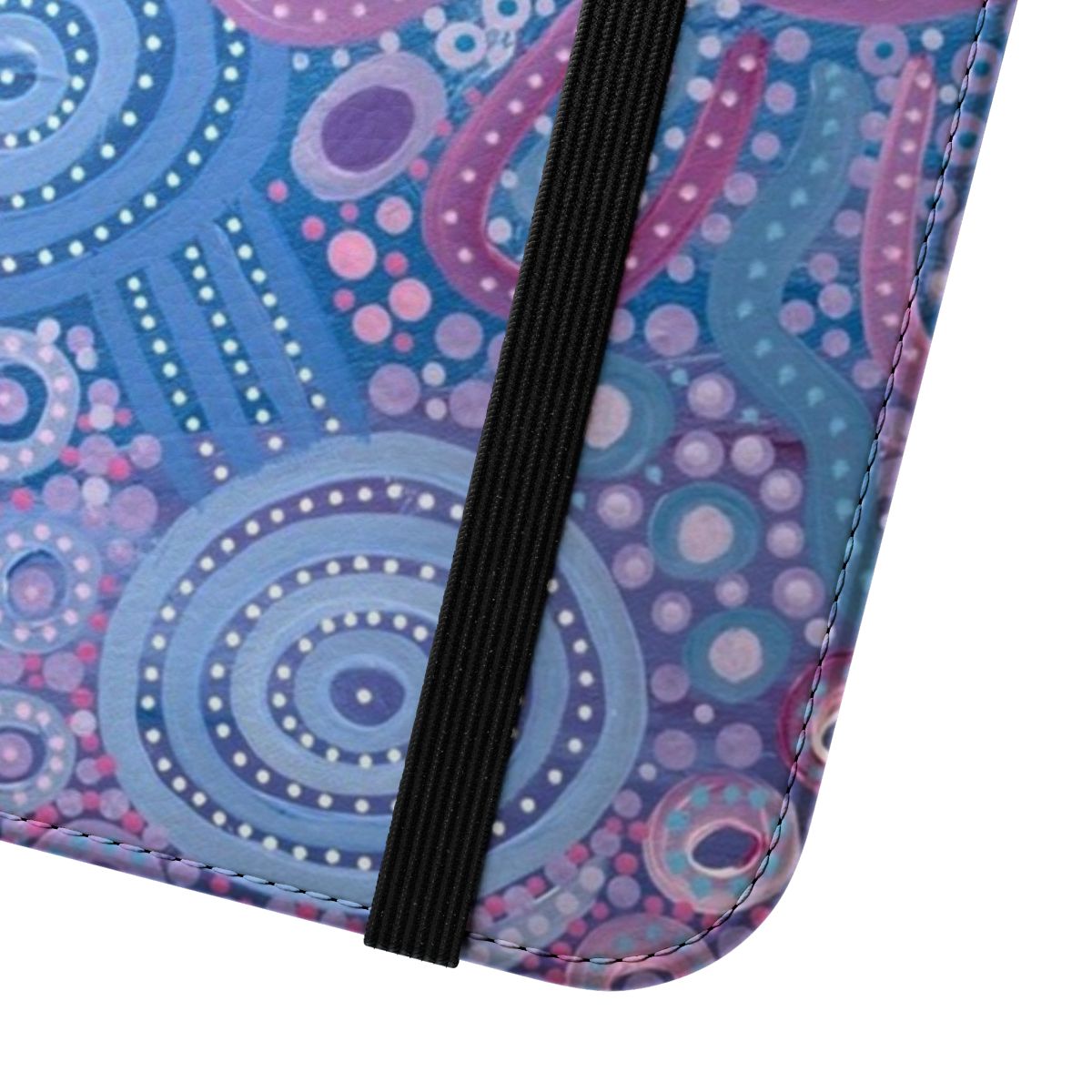 A colorful phone case featuring aboriginal art design, perfect for family events. - Close Up