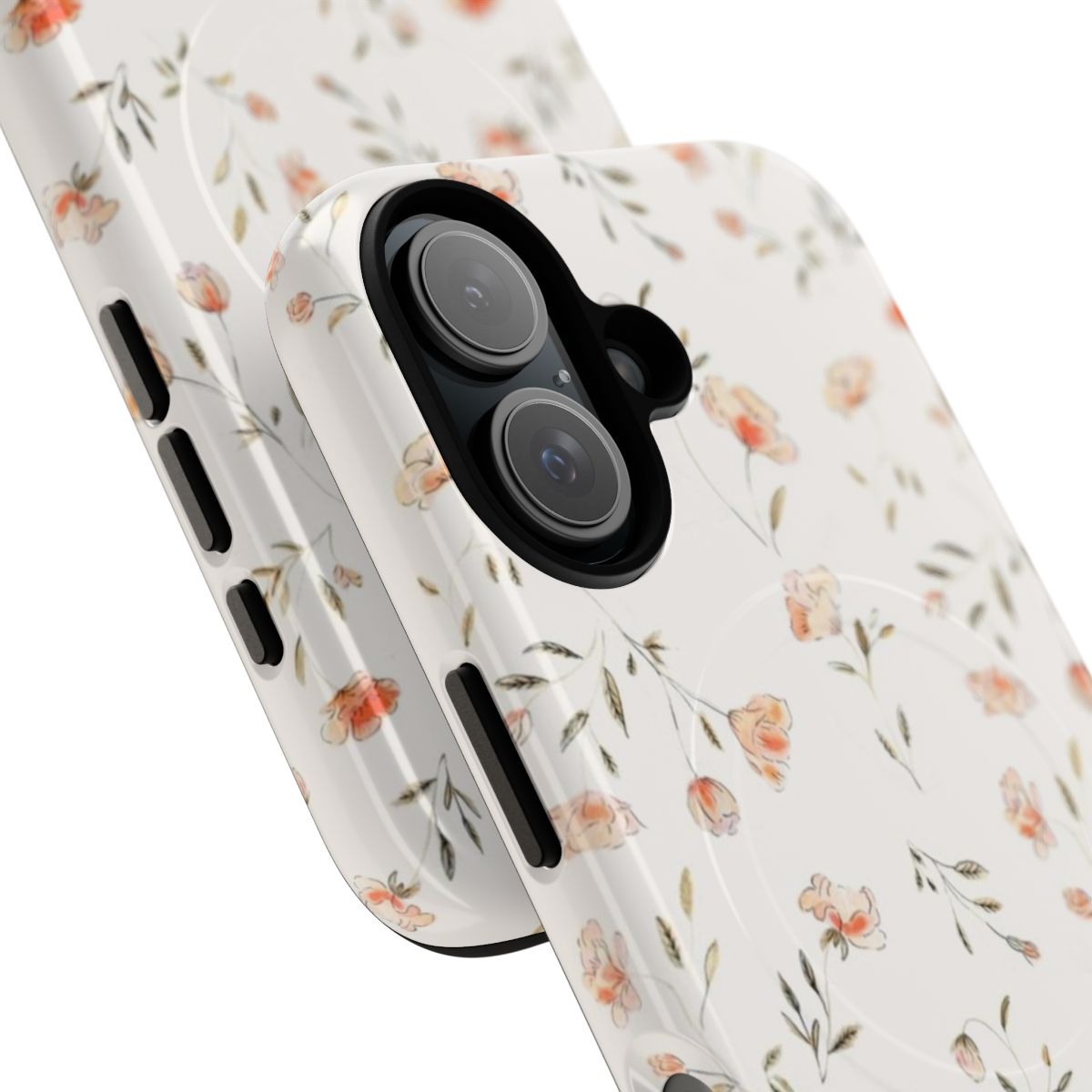 Watercolor floral pattern on a magnetic phone case - Detail