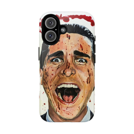 Stylized phone case featuring the iconic character from the film American Psycho