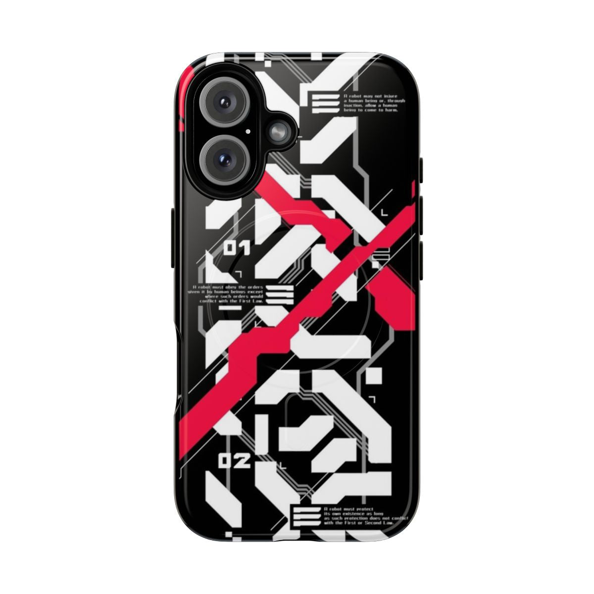 Cyberpunk-style robotic and futuristic design phone case with magnetic closure