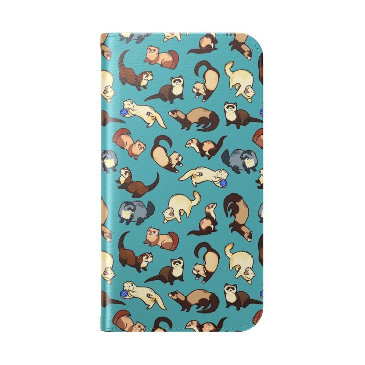 "Blue Cat Snake Pattern Flip Cover Phone Case" - Folded Back