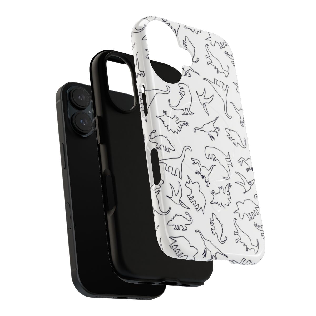 Dinosaur pattern outline magnetic tough phone case - Layers