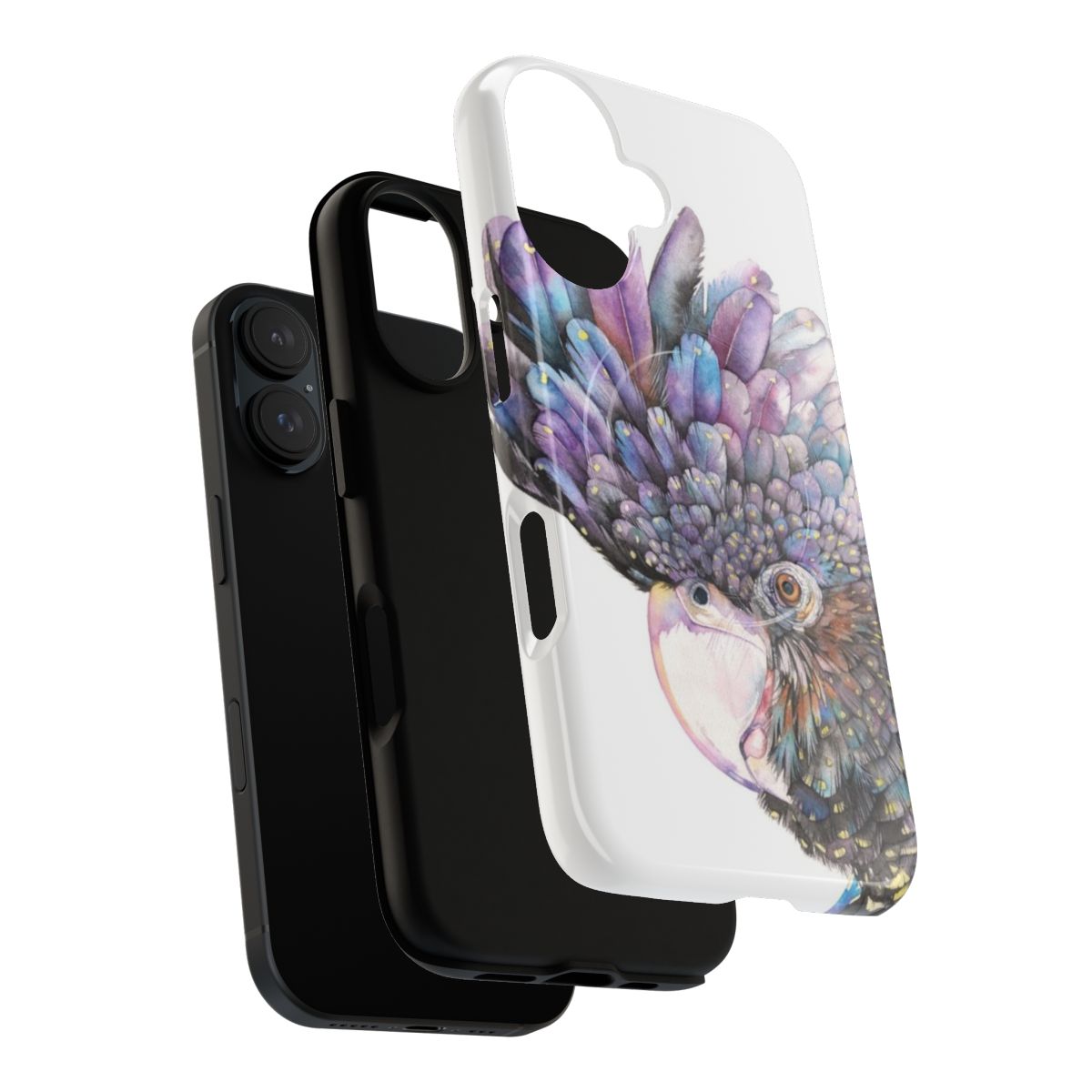 Artistic black cockatoo bird phone case design - Layers