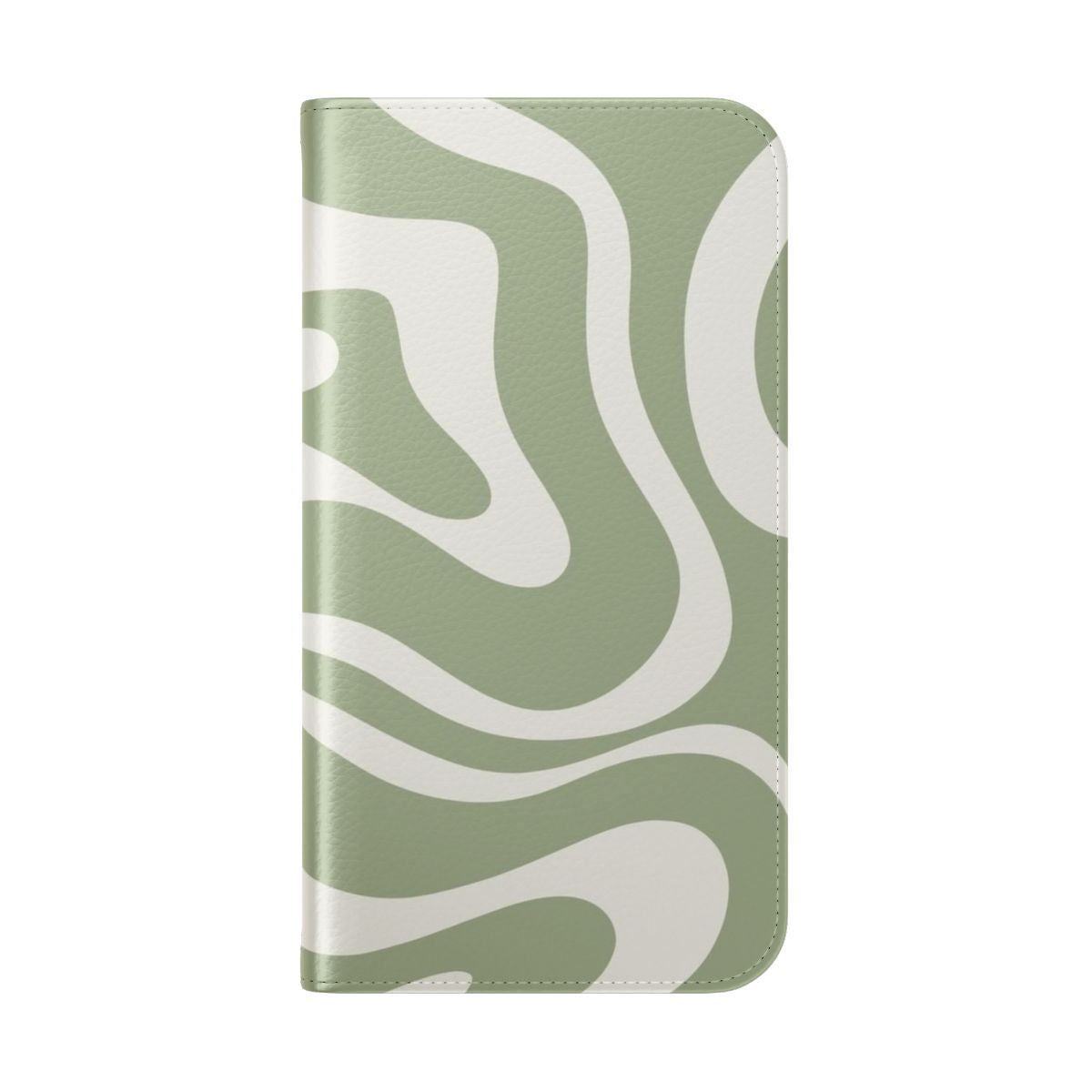 Muted sage green abstract pattern on a modern, trendy flip cover phone case - Folded Back