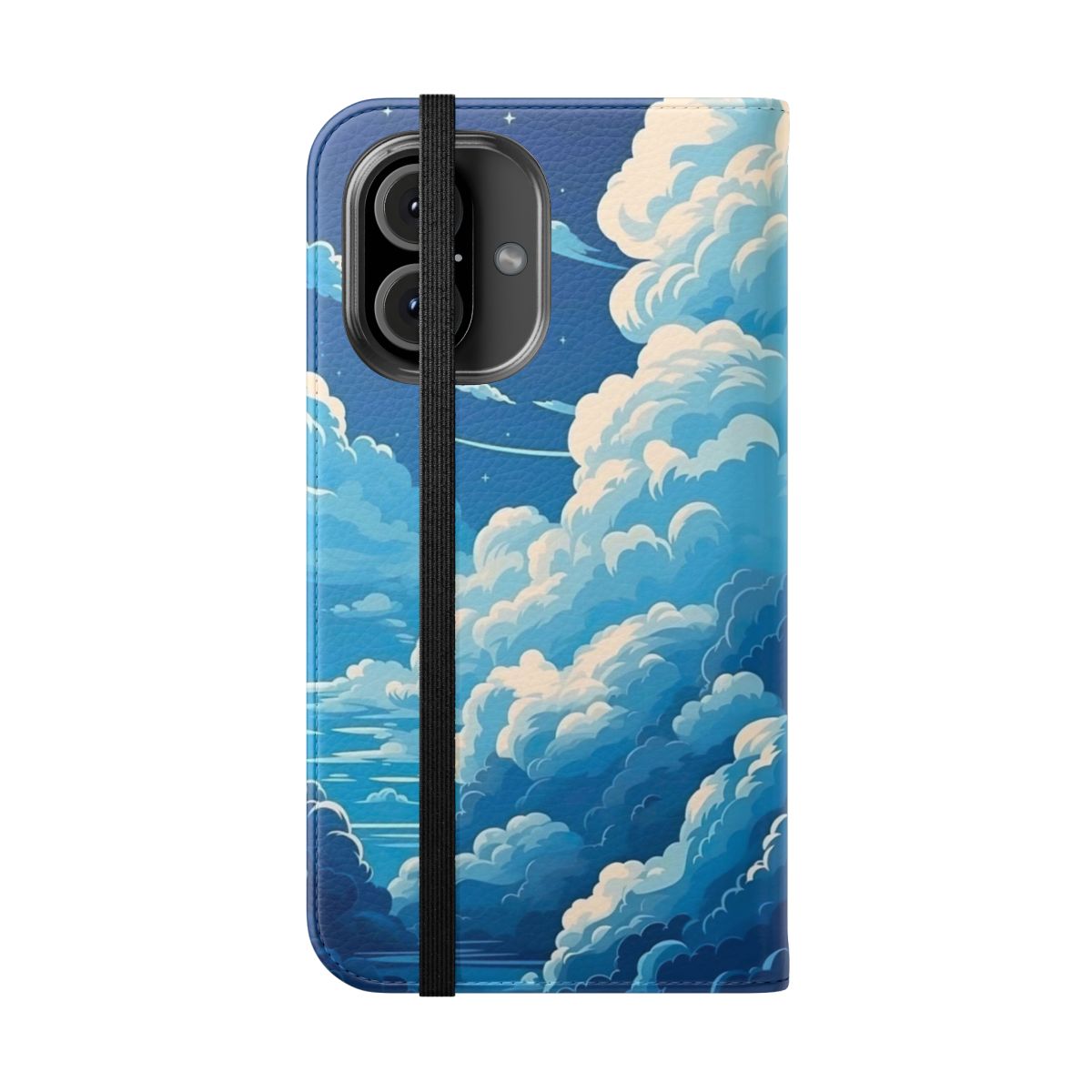 Flip cover phone case with a beautiful cloudy sky design - Folded Front