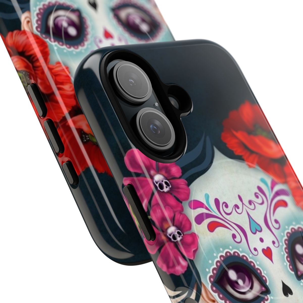 Calavera sugar skull design on a magnetic tough phone case - Detail