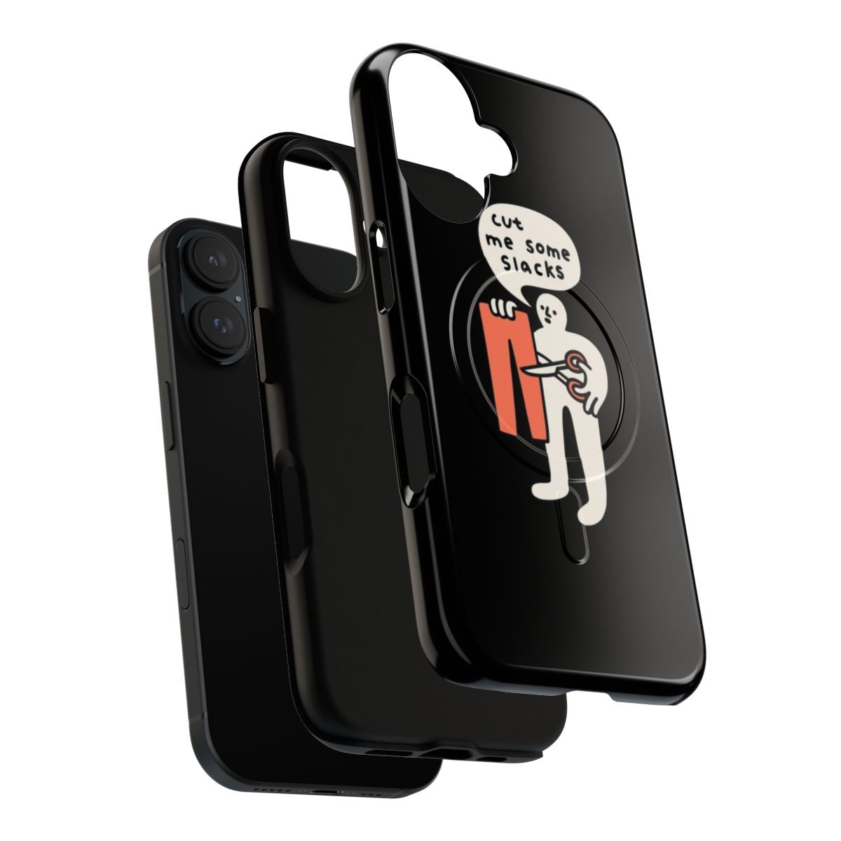 Funny phone case with a doodle design and "Cut Me Some Slacks" pun - Layers