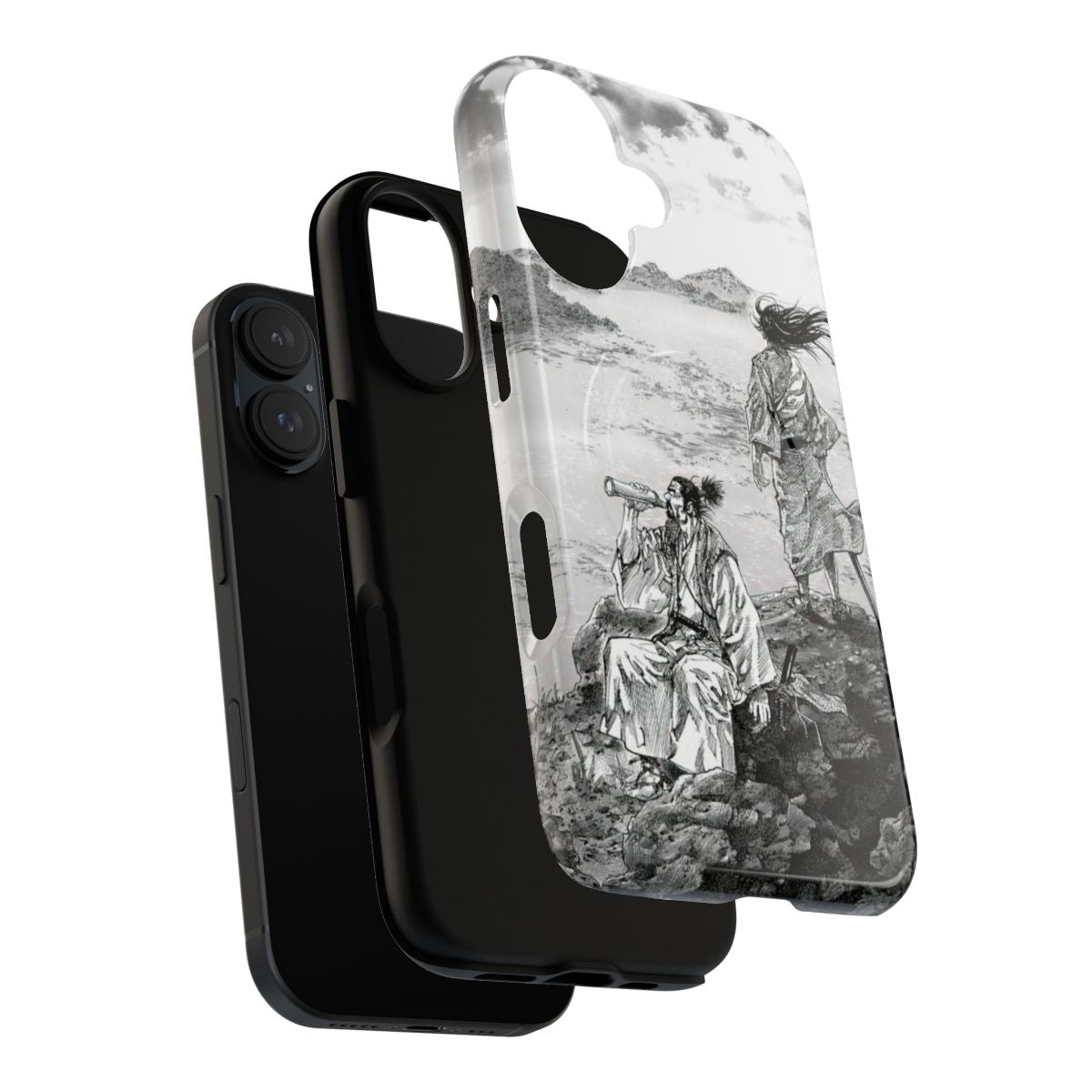 Magnetic tough phone cases featuring anime and samurai designs - Layers