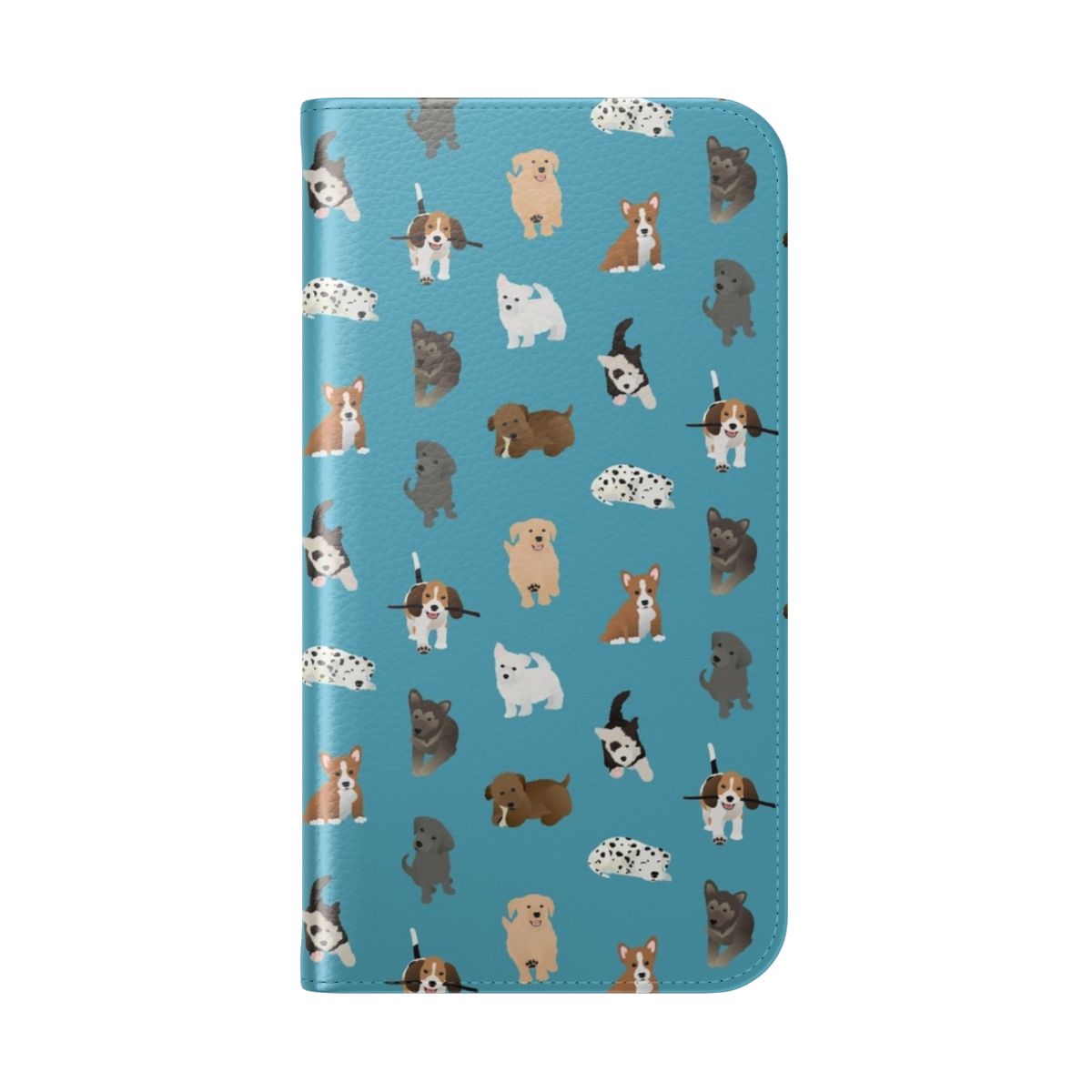 Flip cover phone case with a cute puppy pattern design - Folded Back