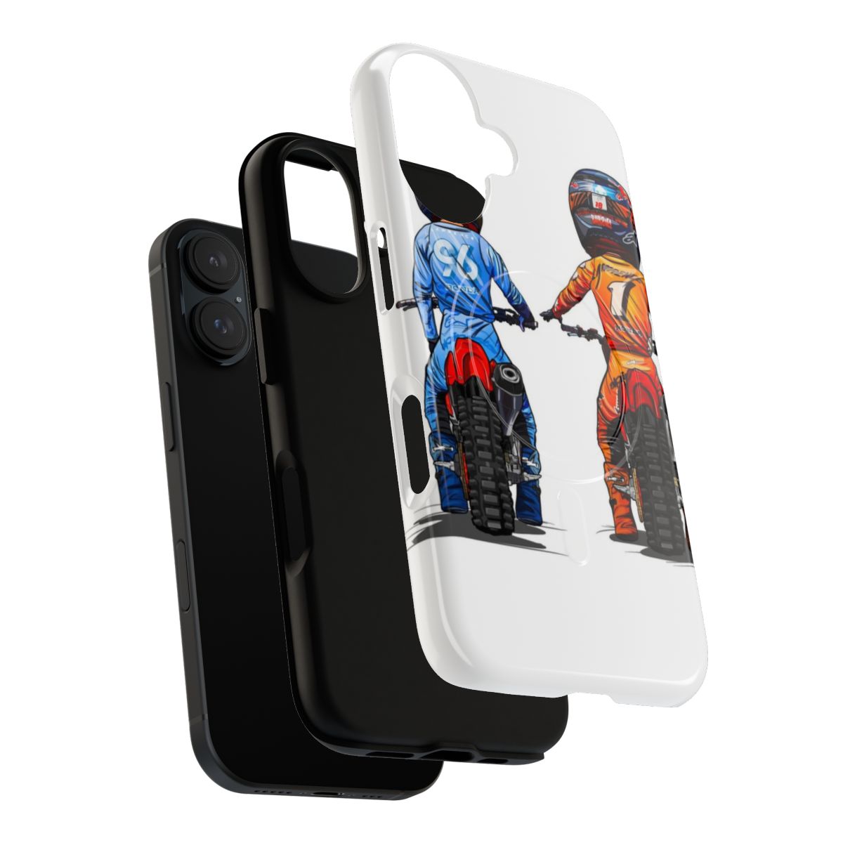 Durable and stylish phone case with a cartoon design, perfect for dirt bike and motorcycle enthusiasts. - Layers