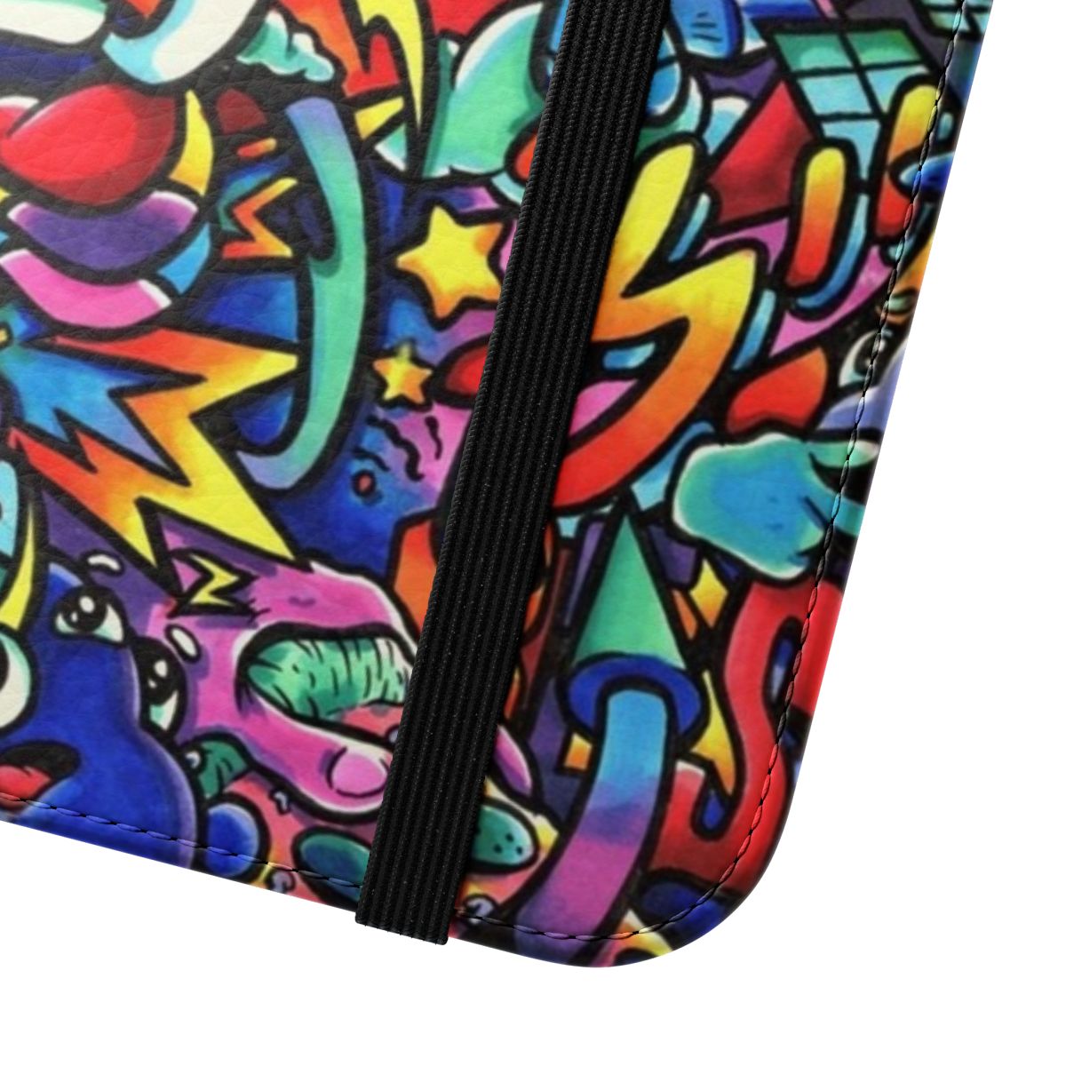 Vibrant copic marker doodle artwork in the style of Vexx on a phone case - Close Up