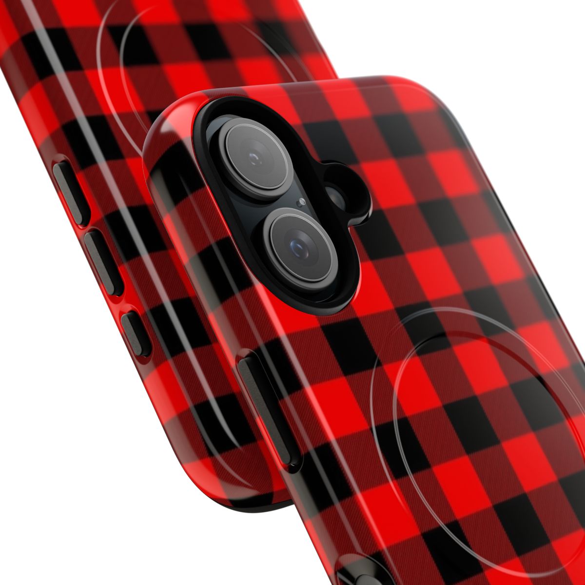 Rugged red and black buffalo plaid pattern phone case - Detail