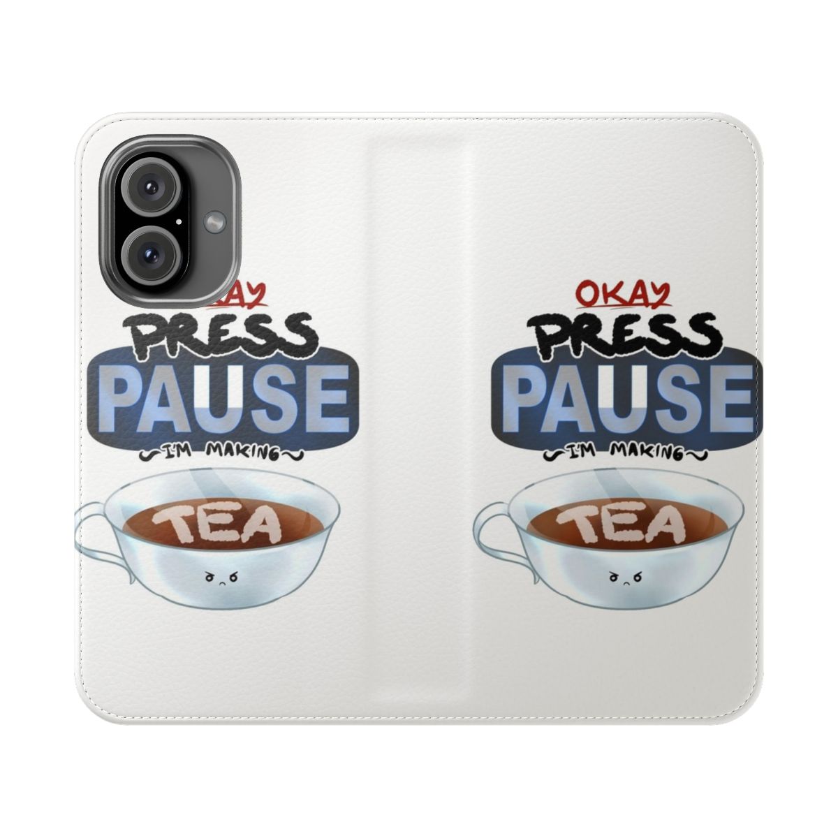 Flip cover phone case with a "Rage Quit Tea Break" design for gamers