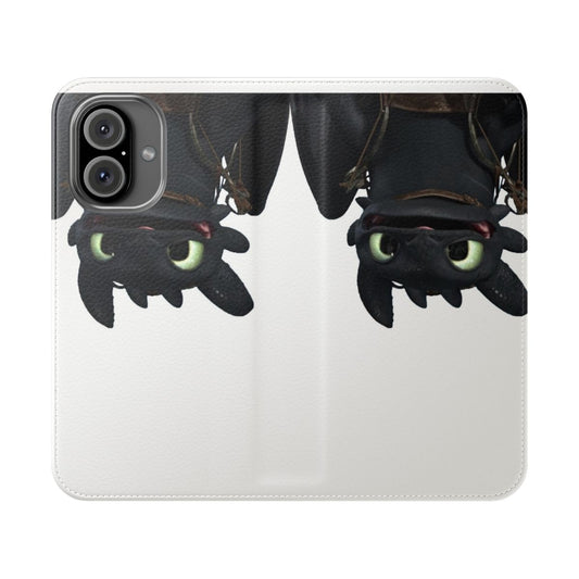 Upside Down Dragon Flip Cover Phone Case featuring a mythical dragon design