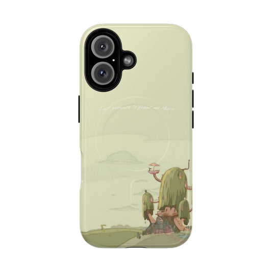 A tough, magnetic phone case featuring a fern design inspired by the Adventure Time series.