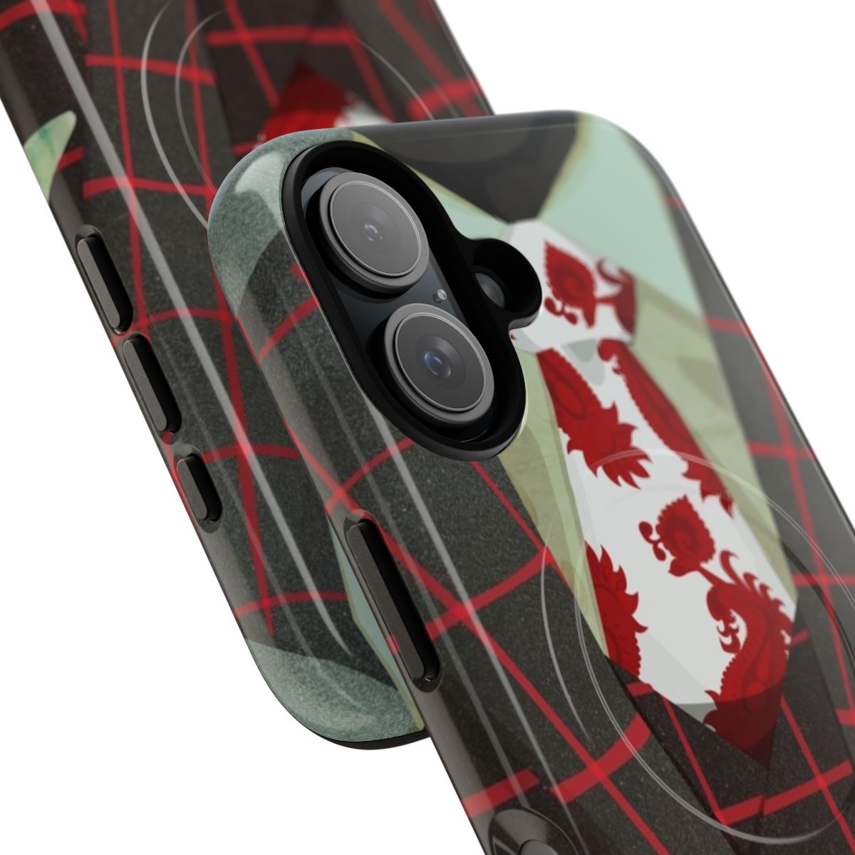 Hannibal-inspired magnetic tough phone case with a fashionable tie design - Detail