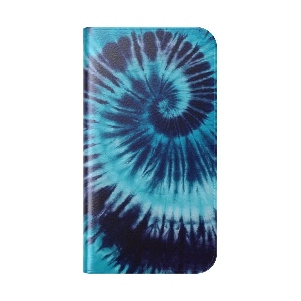 Blue tie-dye pattern on a flip cover phone case - Folded Back