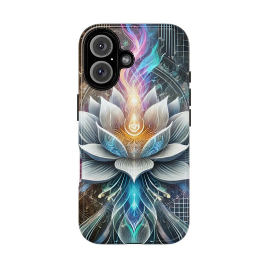 Minimalist spiritual phone case with magnetic closure and cosmic universe design