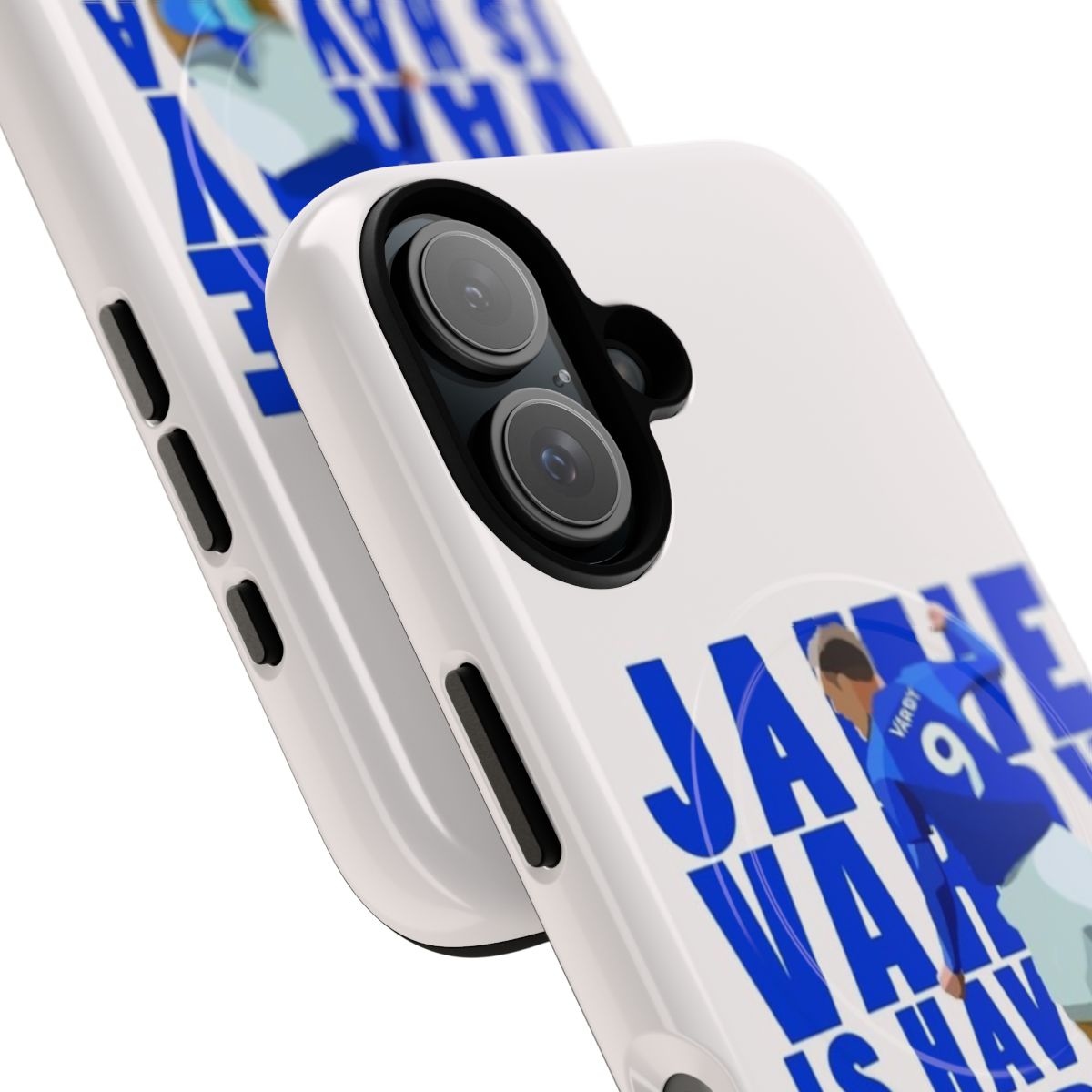 Artistic phone case design featuring Leicester City footballer Jamie Vardy - Detail