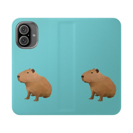 Capybara polygon art phone case cover featuring a low-poly design of a cute capybara.