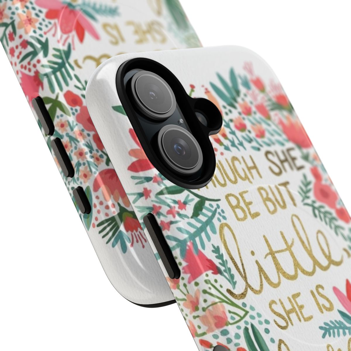 Magnetic tough phone case with a watercolor floral design inspired by Shakespeare's 'A Midsummer Night's Dream' - Detail