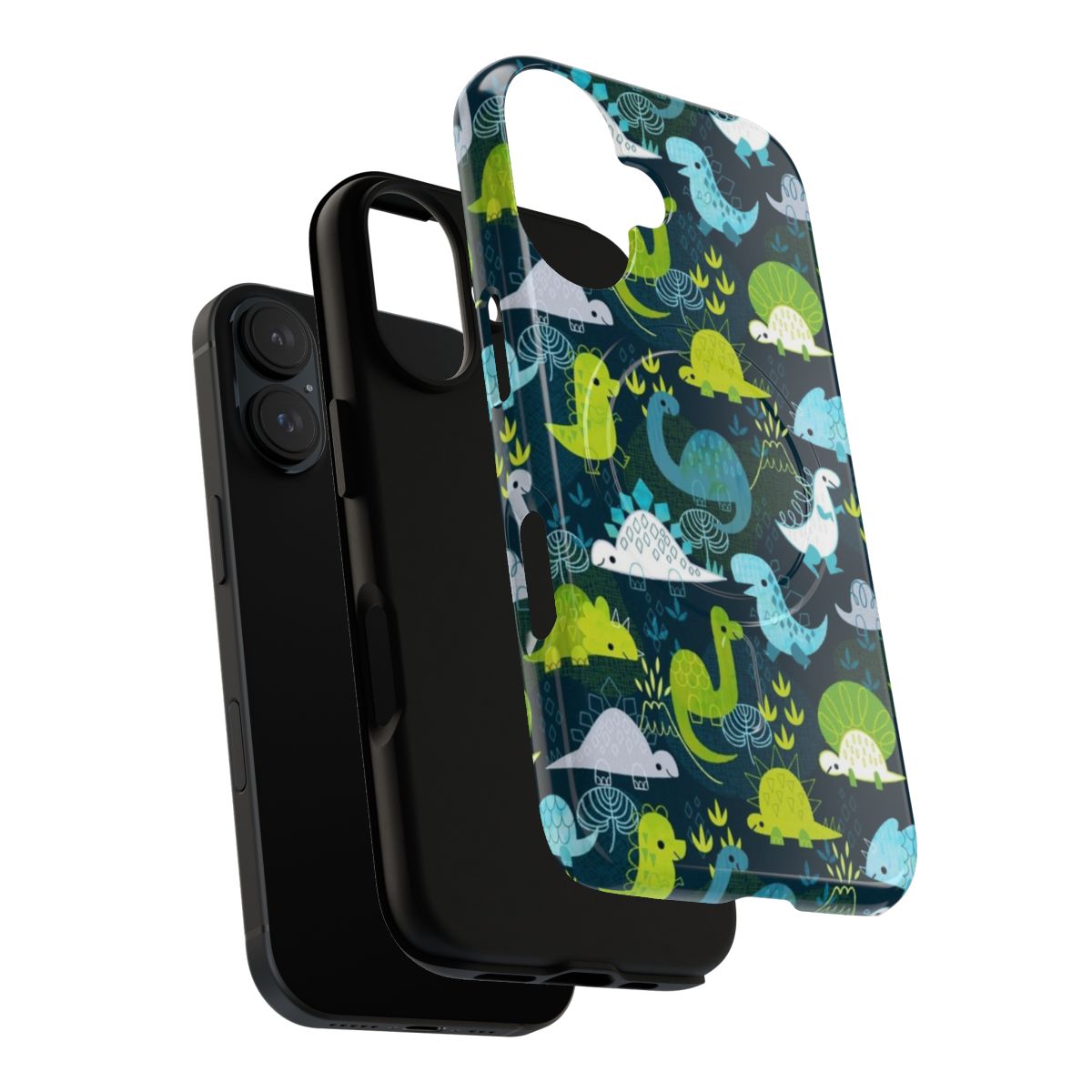 Tough phone case featuring a vibrant dinosaur pattern design - Layers