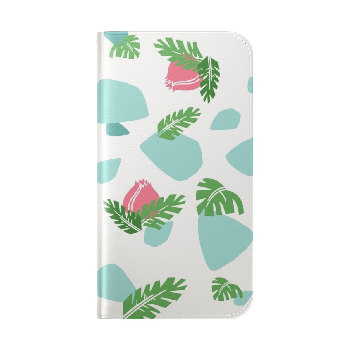 Flip phone case with an Ivysaur pattern, a Pokemon fan art design. - Folded Back