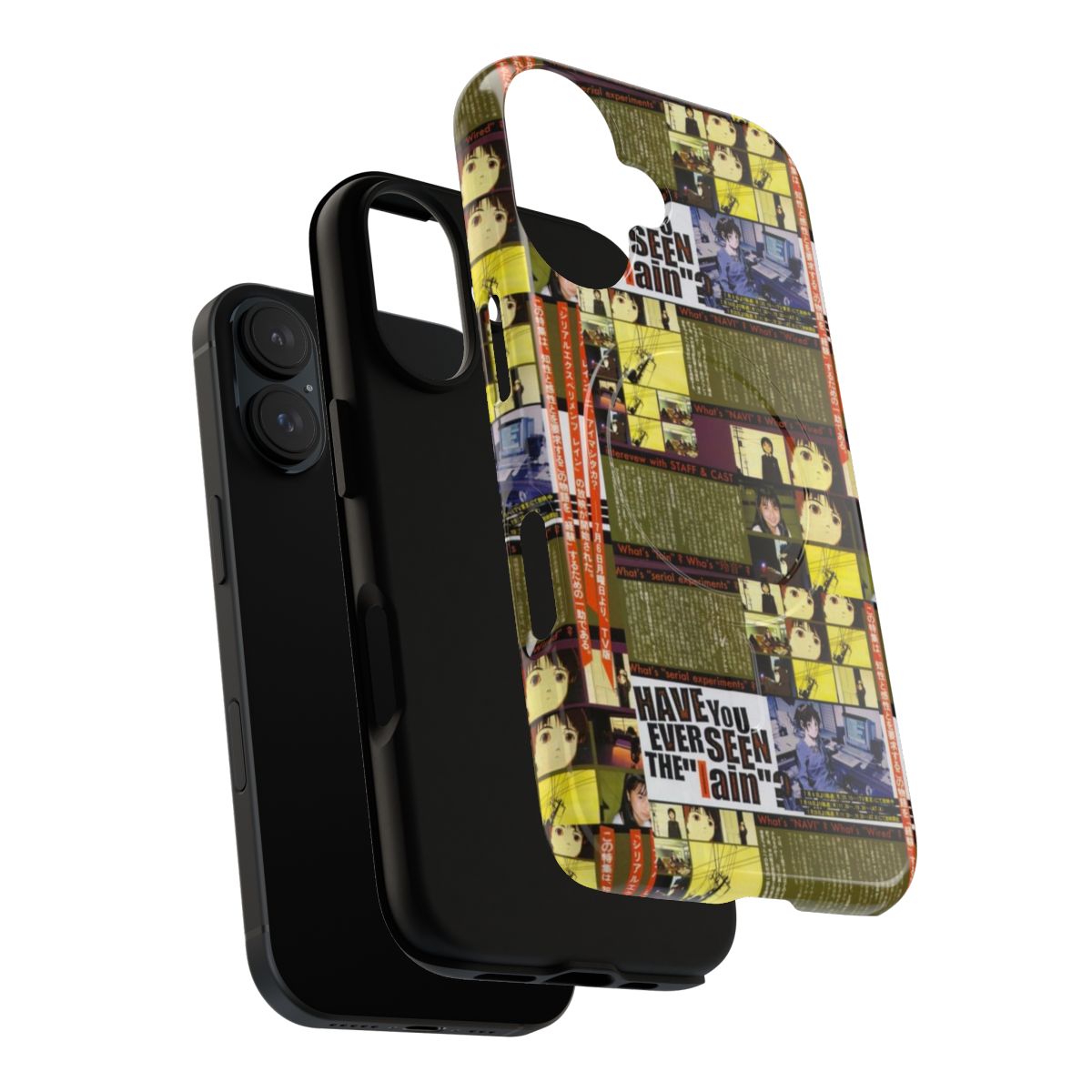 Lain Iwakura abstract collage design on a magnetic tough phone case - Layers