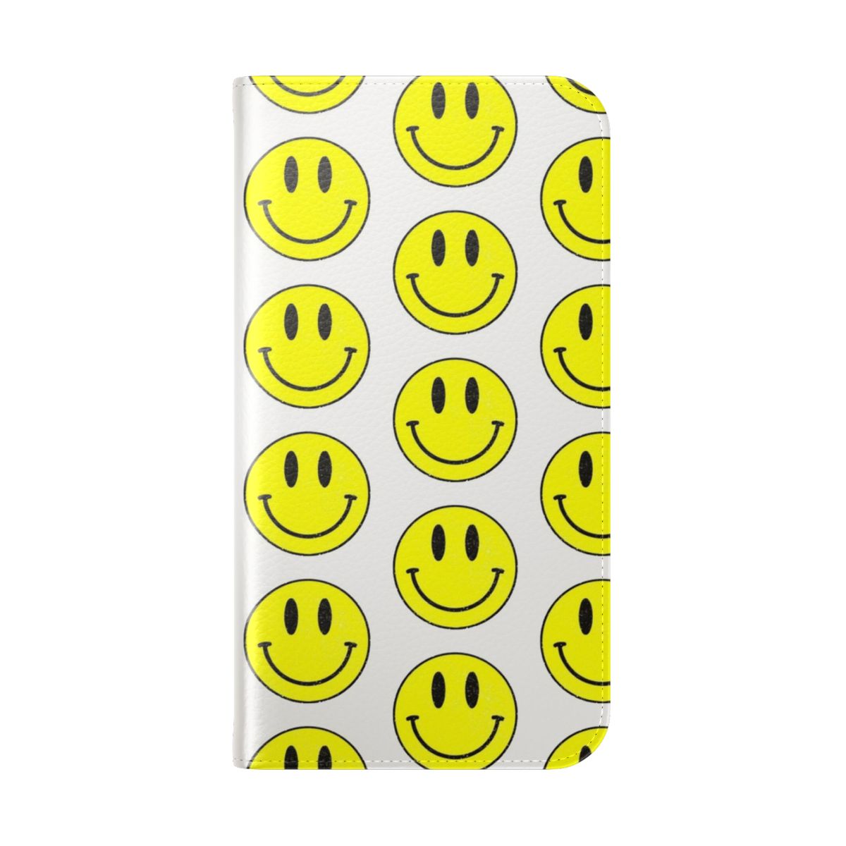 Vibrant yellow smiley face flip phone case - Folded Back