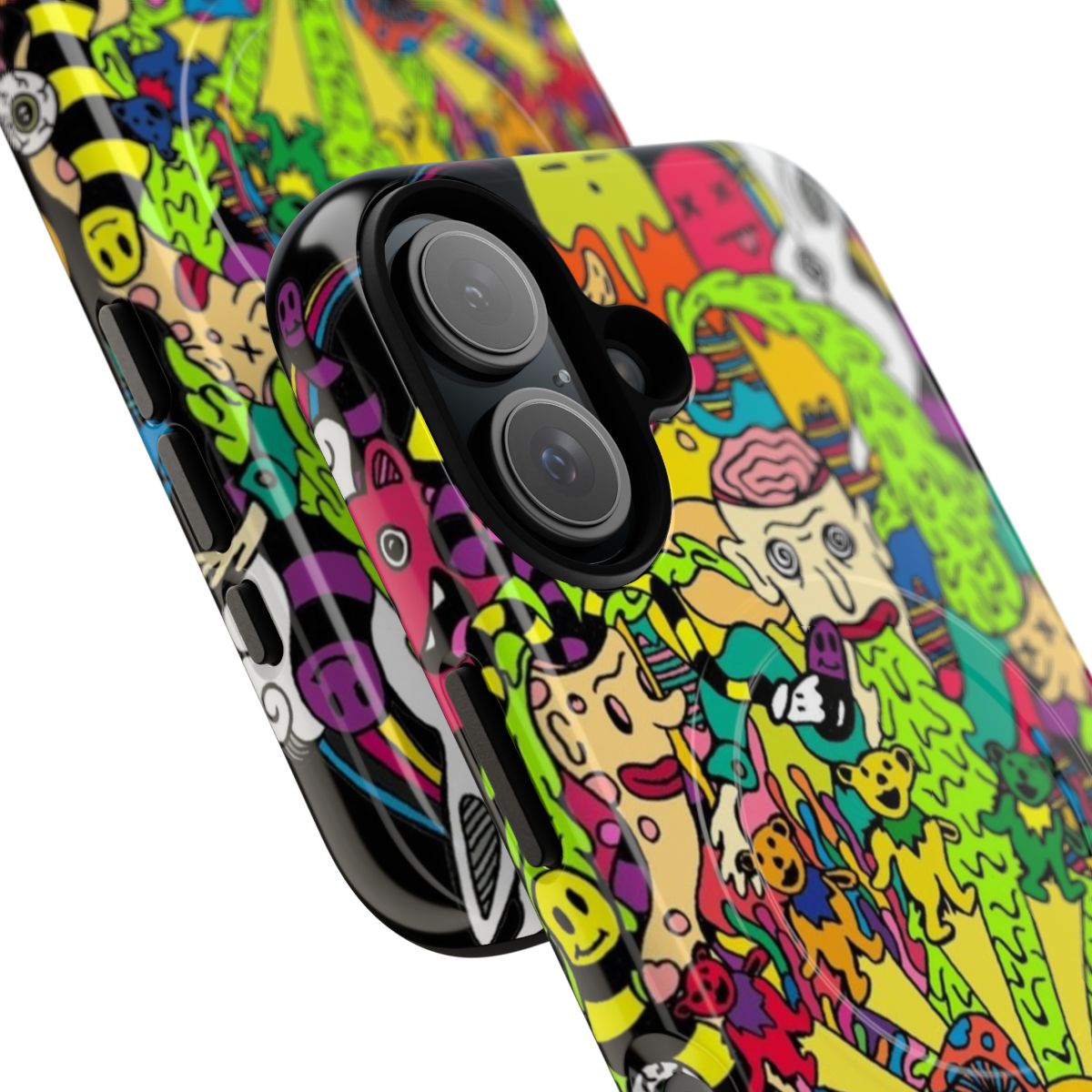 Colorful and trippy psychedelic phone case design - Detail