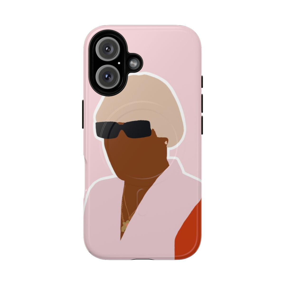 A stylish phone case featuring the image of singer-songwriter Tyler the Creator.