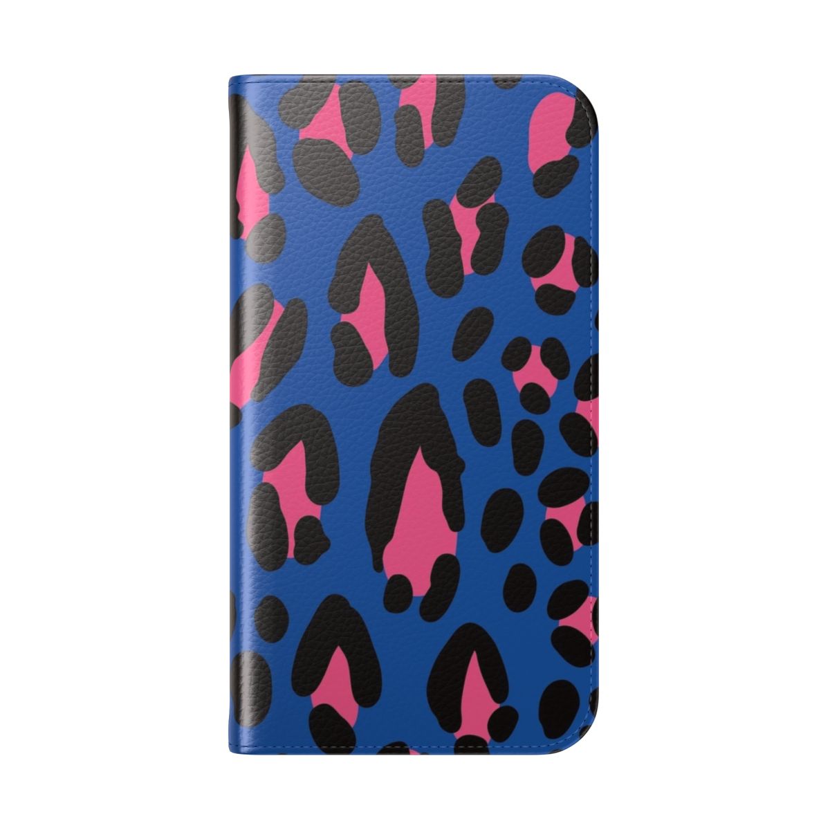 Safari animal print blue flip phone case for large smartphones - Folded Back